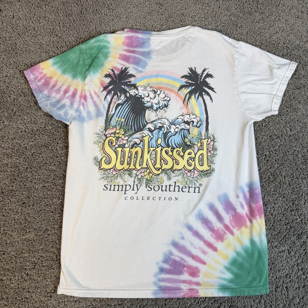 Simply Southern Shirt Womens S Multicolor Tie Dye Sunkissed Crew Neck Jersey
